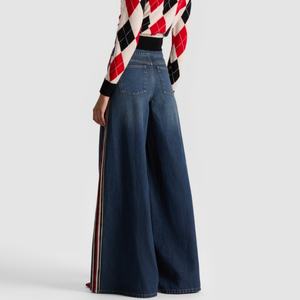 Pantalones Vaqueros de Pierna Recta Elásticos de Cintura Alta para Mujer, Moda Verano 2025, Estilo Casual Y2K, Diseño Sólido con Parches y Tres Rayas - Product Image 3