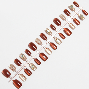 <span class=keywords><strong>Uñas</strong></span> Postizas Color Piel, Diseño Ojo de Gato, Cuadradas, con Pedrería, Reutilizables, Acrílicas, <span class=keywords><strong>para</strong></span> <span class=keywords><strong>Navidad</strong></span> y Fiestas - Product Image 3