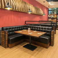Meubles de bar de style américain, table et chaises de café en cuir noir, ensemble de sièges de bistrot industriels, banquette de restaurant