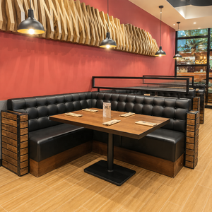 Meubles de bar de style américain, table et chaises de café en cuir noir, ensemble de sièges de bistrot industriels, banquette de restaurant - Product Image 3