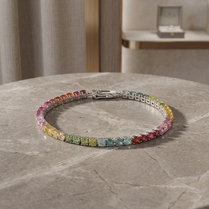 Moissanite Tennis <b>Bracelet</b> 925 Silver Rhodium Plated Luxury Wedding Gift Party Healing Energy <b>Chakra</b> Raw Gemstone - Product Image 3