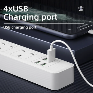 Regleta de carga rápida estándar UK, extensión multidireccional, Protector contra sobretensiones con enchufe de extensión usb - Product Image 5
