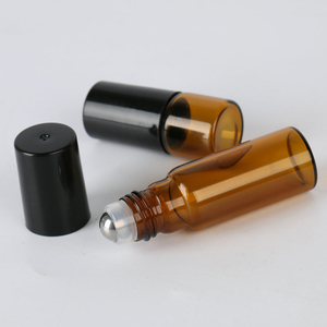 Mỹ Phẩm Tinh Dầu Nước Hoa Cuộn Trên Chai Rõ Ràng Màu Xanh Hổ Phách 1Ml 2Ml 3Ml 5Ml Thủy Tinh Con Lăn Chai Với Thép Bóng Nắp Màu Đen - Product Image 2