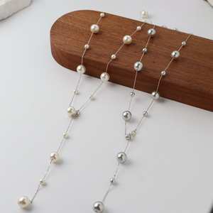 Collar <span class=keywords><strong>de</strong></span> Perlas Austriacas Vintage Minimalista Francés, Plata <span class=keywords><strong>de</strong></span> Ley 925, Cadena Larga para Suéter, Elegante y Exquisito - Product Image 4