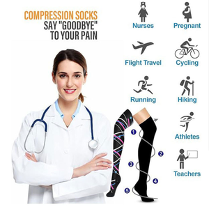 Calcetines de Compresión <span class=keywords><strong>para</strong></span> <span class=keywords><strong>Mujer</strong></span>, Otoño, 15-20 mmHg, con Rayas, Tejidos, Deportivos, Hasta el Muslo, por Encima de la Rodilla, <span class=keywords><strong>para</strong></span> Várices - Product Image 4