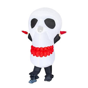 Costume gonflable de crâne effrayant pour adultes pour fête d'Halloween, tenue de tête de squelette géante gonflable avec ventilateur, fenêtre de visualisation - Product Image 1