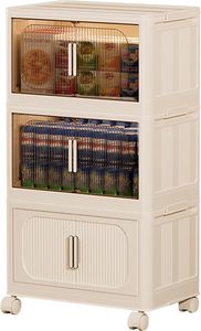 1-6 Layers Foldable <b>Plastic</b> <b>Storage</b> Dresser Cabinet <b>Drawer</b> Organizer for Bedroom Kitchen Living Room Standing Type Wheels - Product Image 2