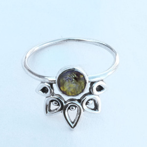 925แฮนด์เมดอินเดียเครื่องประดับเงินสเตอร์ลิงทำเองแหวนพลอยซิทรินตั้งค่าหนามเตยของผู้หญิงขายส่งเป็นจำนวนมาก - Product Image 3