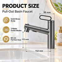 Robinet moderne en laiton à un seul trou 360 °   Robinet de lavabo rotatif eau chaude/froide avec cartouche céramique unique pour salles de bain
