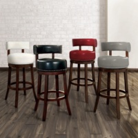 Cuisine à dossier haut tifted pu cuir tissu nordique en bois massif barre outil chaise pour bar à petit déjeuner jambe en bois