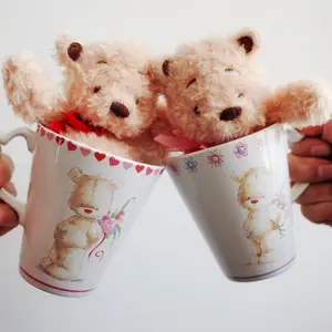 Teacupตุ๊กตาหมีตุ๊กตาหมีของเล่นโซฟาฉันรักU Bow Tie Cuddle Bigคู่แต่งงานตุ๊กตาหมียัดของเล่นตุ๊กตาหมีตุ๊กตาสําหรับของขวัญเด็ก
