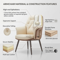 Fauteuil d'invité moderne de luxe en cuir, avec base à 4 pieds chromés et structure en bois, ergonomique, réglable en hauteur, pivotant, pour réception et conférence