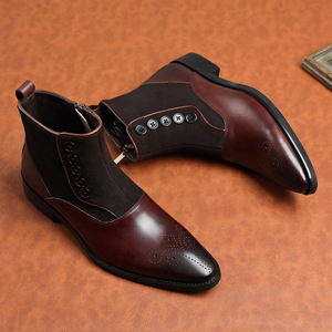 Bottes Chelsea à lacets pour hommes, de haute qualité, populaires, en cuir synthétique imperméable et respirant, pour un usage quotidien - Product Image 3