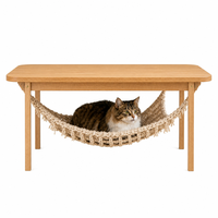 Table basse rectangulaire de style Mid-Century Modern en bois, pièce maîtresse pour salon, double usage (humain et animal), design léger et écologique