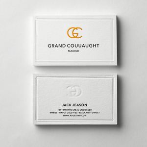 Carte de visite de luxe en papier épais de coton écologique, personnalisée, blanche, gaufrée et estampillée à chaud pour la promotion - Product Image 1