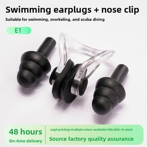 Clip nasal ovale et <span class=keywords><strong>bouchons</strong></span> <span class=keywords><strong>d</strong></span>'<span class=keywords><strong>oreilles</strong></span> de style balle en silicone pour adultes, accessoires de natation et de fitness étanches pour le sport - Product Image 4