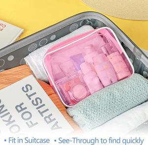 Neceser de Viaje Personalizado para Artículos de Aseo, Impermeable, Transparente, de PVC Rosa, con Logotipo, para Hombres y Mujeres - Product Image 4