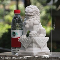 Statues de lions sculptées dans la pierre, paire, style européen/chinois, en marbre blanc Han, décoratives Feng Shui pour la maison et la mausolée
