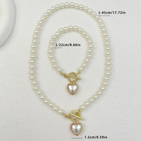 Ensemble de bijoux fantaisie vintage, collier ras du cou en perles baroques, pendentif cœur géométrique, bracelet pour femmes