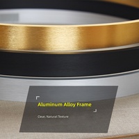 Miroir de salle de bain rond moderne avec cadre en alliage d'aluminium, LED lumineux, intelligent, de luxe, avec fonction anti-buée