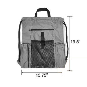 Mochila Deportiva Grande Personalizada de Poliéster con Cordón para Atletas, Bolsa de Playa con Malla y Bolsillos para Botellas de Agua - Product Image 2
