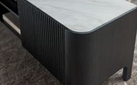 Meuble TV avec dessus en marbre et bois massif de chêne au design moderne, adapté à la maison, mobilier de salon, unité de divertissement TV