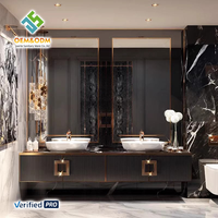 Ensemble de meuble-lavabo mural moderne en bois massif OEM avec miroir, lavabo, robinet et égouttoir en cuivre – Idéal pour salle de bain, chambre et entrepôt
