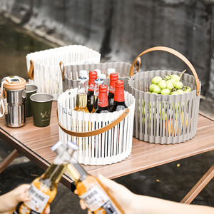 Panier de rangement en plastique Fu U avec poignées, forme de bol, pour boissons, aliments, pique-nique en plein air, fruits, utilisation en salon - Product Image 4