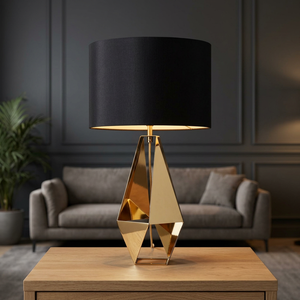 Lampe de table simple en laiton de style côtier avec abat-jour rectangulaire en tissu beige E26/E27 LED AC 110V, éclairage décoratif pour chambre à coucher - Product Image 3