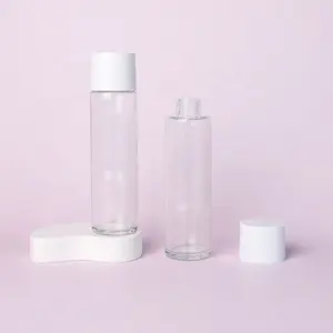 Bouteille de Toner de cylindre en verre de 120ml 4OZ en gros avec bouchon à Double paroi pour l'emballage cosmétique liquide hydratant de visage