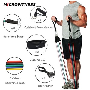 Ensemble de bandes de résistance Microfitness 11 pièces, 100% latex naturel, jusqu'à 50 lbs, longueur 1,2 m avec système de fixation métallique - Product Image 6