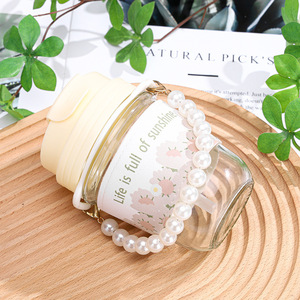 Taza de cristal <span class=keywords><strong>Ins</strong></span> DE ALTO aspecto, taza de perla impresa, taza de regalo de paja, taza portátil de agua para café, taza doble para beber, vidrio de recuerdo - Product Image 4