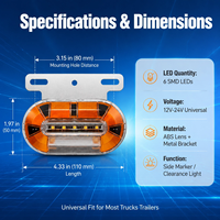 Feux de position clignotants à LED 12V 24V pour remorque - Accessoires d'éclairage latéral pour camion