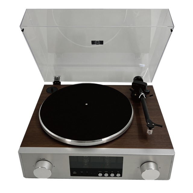 Hi-Fi Vinyl Turntable with Tube Preamplifier, , External Bookshelf Speakers, Belt-Drive Record Player for Home Audio System