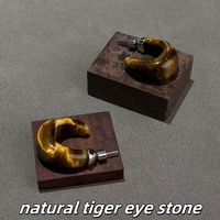 Vente en gros de boucles d'oreilles en argent sterling 925 avec œil de tigre, fournisseur de bijoux en pierres précieuses naturelles pour femmes, approvisionnement en gros