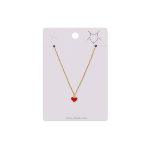 Angelina Red Heart Pendant <b>Necklace</b> Gold Plated Stainless Steel For Women Fashion Jewelry Gift Everyday Wearing - Product Image 1