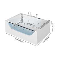 Baignoire hydro-spa moderne autoportante en acrylique pour 2 personnes Nouveau bain à remous en verre pour le surf Big Air Jet Bubble Massage