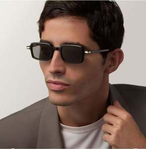 Lunettes de soleil carrées rétro unisexes 2025 avec logo personnalisé, rivets, protection UV400, petite monture rectangulaire pour hommes et femmes - Product Image 2