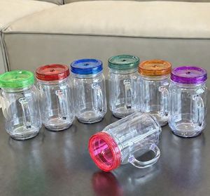 Bicchieri Mason Jar in Plastica AS da 20oz con Effetto Globo di Neve, Doppia Parete in Acrilico, con Coperchio e Cannuccia, Disponibili negli Stati Uniti - Product Image 2