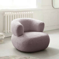 Fauteuil de loisirs moderne et élégant blanc en laine, fauteuil à dossier bas en bouclettes, canapé de loisirs en laine d'agneau Tedd Sofalamb