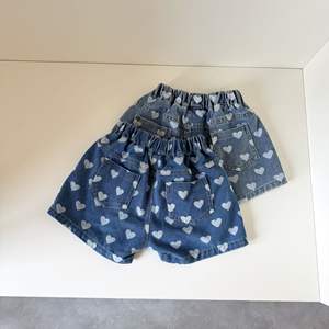 Pantalon d'été ample imprimé coeur Denim Bébé Fille Casual Versatile Skin-Friendly Girls Shorts - Product Image 4