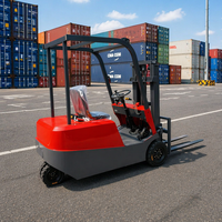 Chariot élévateur électrique compact CE ISO à trois roues, batterie au plomb, mât à levage libre pour travaux de conteneurs
