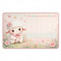 Tapis de Souris Calendrier Mouton Pastel Adorable, Tapis de Bureau en PVC Givré, Tapis d'Écriture pour Bureau