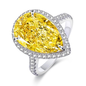 คริสมาสต์ของขวัญปีใหม่ที่กำหนดเองเพชรเครื่องประดับอัญมณี18พันทอง5.0ct <span class=keywords><strong>สี</strong></span><span class=keywords><strong>เหลือง</strong></span>ลูกแพร์แหวนหินสำหรับผู้หญิง - Product Image 1