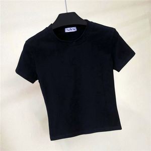 I-0647 Camiseta Corta Sexy de Verano para Mujer, Transpirable, de Alta Calidad, Lisa, con Cuello Alto y Manga Corta - Product Image 4