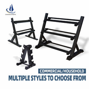 Wholesale Gym Fitness Equipment High-end Adjustable 3 Tier 15 Pair Triangle <strong>Hex</strong> Rubber <strong>Dumbbell</strong> <strong>Set</strong> <strong>Rack</strong> - Product Image 2
