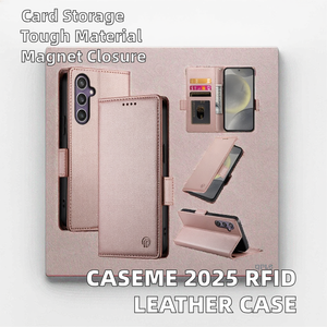 Étui en cuir RFID <span class=keywords><strong>CaseMe</strong></span> 2025 pour S25, avec porte-cartes magnétique, antichoc et gaufré - Product Image 2