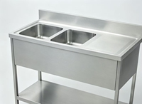 Évier de cuisine en acier inoxydable de 1,8 mètre / Table de travail en acier inoxydable avec étagère inférieure / Évier de cuisine en acier inoxydable pour restaurant