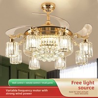 Ventilateur de plafond de luxe invisible en cristal pour salon, chambre, salle à manger, restaurant – Nouveau modèle silencieux tout-en-un avec lustre