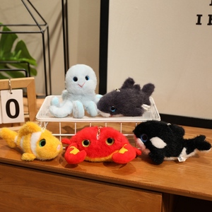 Vente en gros de porte-clés en peluche animal de mer doux <span class=keywords><strong>crabe</strong></span> requin tortue pieuvre poisson baleine - Product Image 2